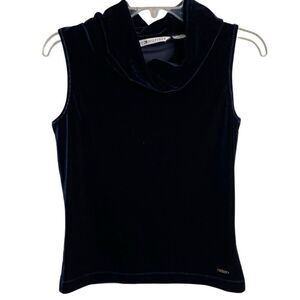 Tommy Hilfiger Womens Sleeveless Cowlneck Tank M Navy Velvet Stretchy Old Money